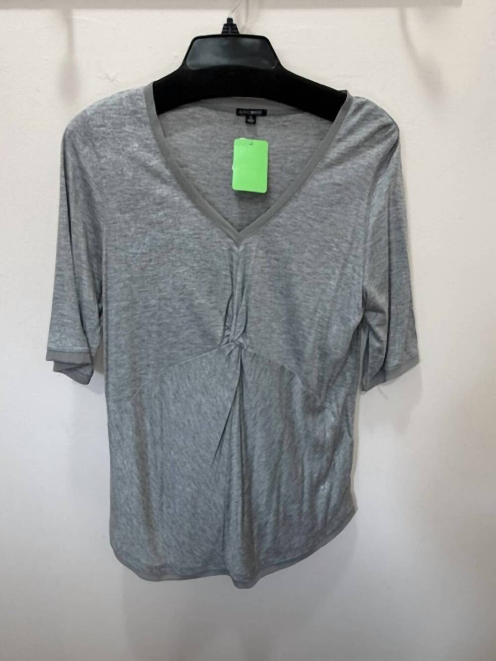 NEW 600 WEST women's lurex v-neck top in grey